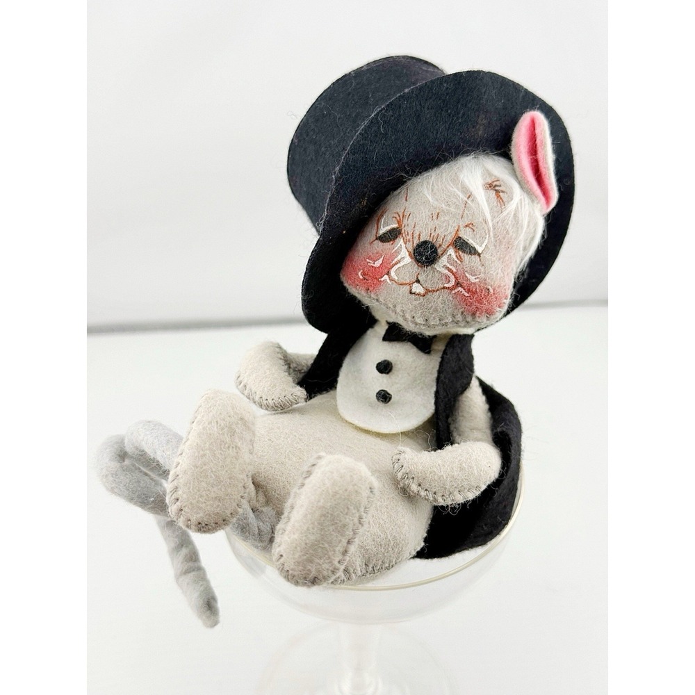 Vintage Annalee Tuxedo Mouse Having Too Much Champagne 1993. 7" Tall.